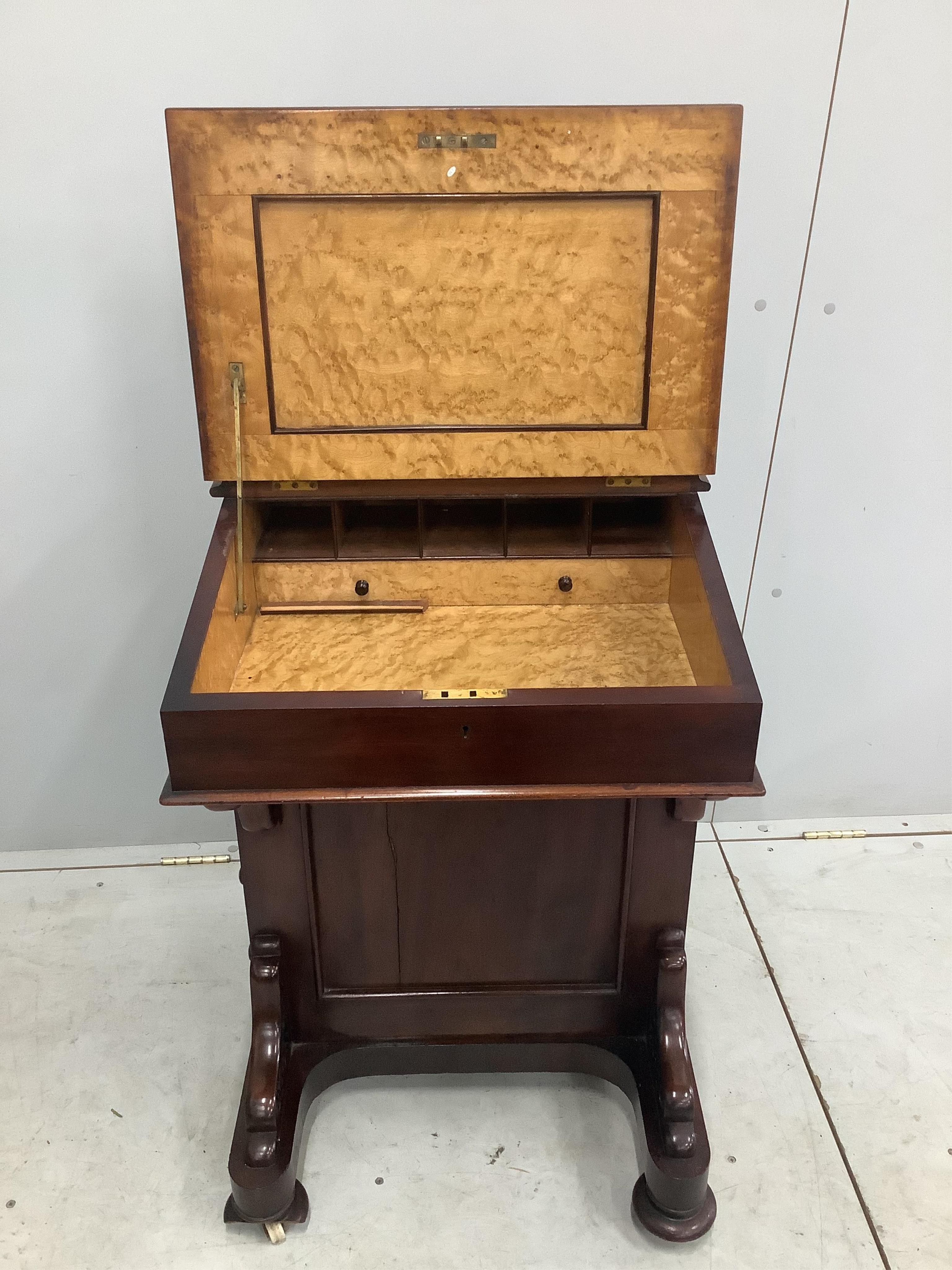 A late Victorian mahogany Davenport, width 55cm. Condition - poor